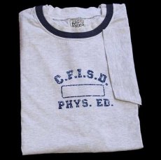 画像1: デッドストック★90s USA製 C.F.I.S.D. PHYS.ED. レイヤードネック コットンTシャツ 杢ライトグレー XL★A (1)