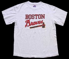 画像2: 90s USA製 MLB BOSTON Braves コットンTシャツ 杢ライトグレー L (2)