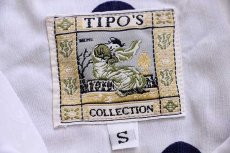 画像4: 80s TIPO'S COLLECTION ドット柄 半袖 レーヨンシャツ 白×紺 (4)