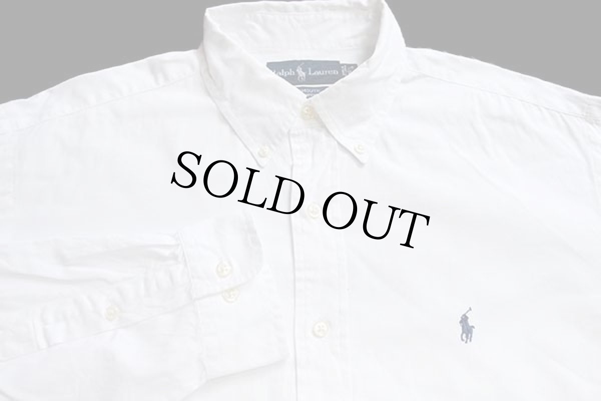 画像3: ラルフローレン ワンポイント ボタンダウン ピンポイント オックスフォード コットンシャツ 白 16.5★C (3)