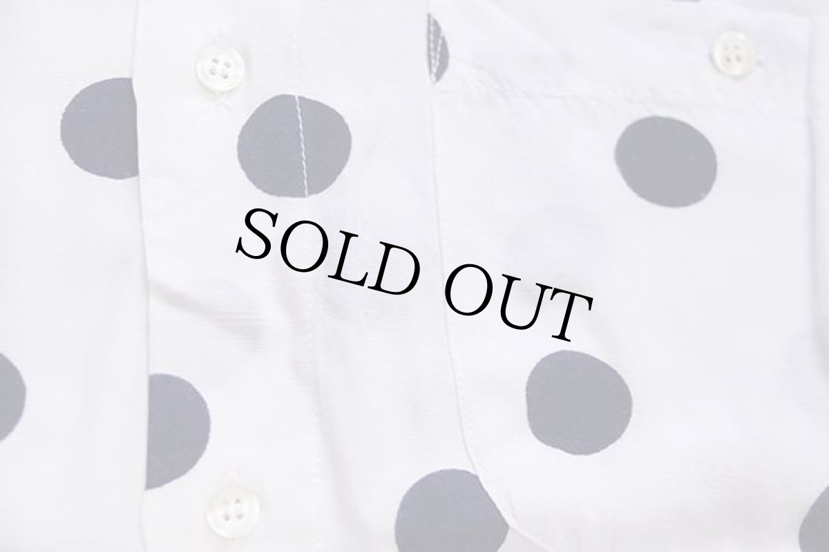 画像5: 80s TIPO'S COLLECTION ドット柄 半袖 レーヨンシャツ 白×紺 (5)