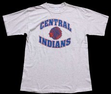 画像2: 90s USA製 CENTRAL INDIANS インディアンヘッド コットンTシャツ 杢ライトグレー L (2)