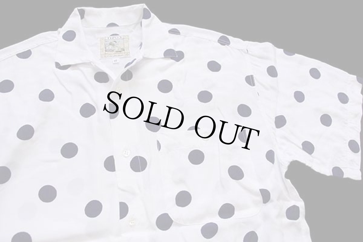 画像3: 80s TIPO'S COLLECTION ドット柄 半袖 レーヨンシャツ 白×紺 (3)
