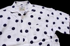画像3: 80s TIPO'S COLLECTION ドット柄 半袖 レーヨンシャツ 白×紺 (3)