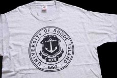 画像1: 90s USA製 UNIVERSITY OF RHODE ISLAND ひび割れプリント Tシャツ 杢ライトグレー L (1)