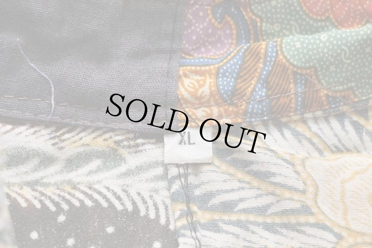 画像4: UNKNOWN フラワー柄×総柄 パッチワーク 半袖 コットン×レーヨンシャツ XL (4)