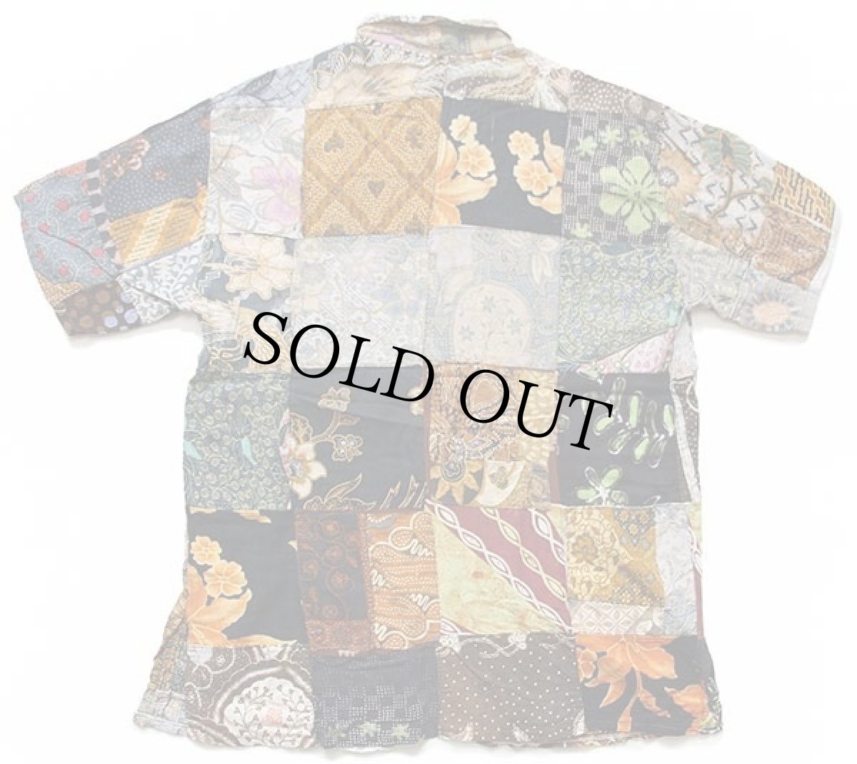 画像2: UNKNOWN フラワー柄×総柄 パッチワーク 半袖 コットン×レーヨンシャツ XL (2)