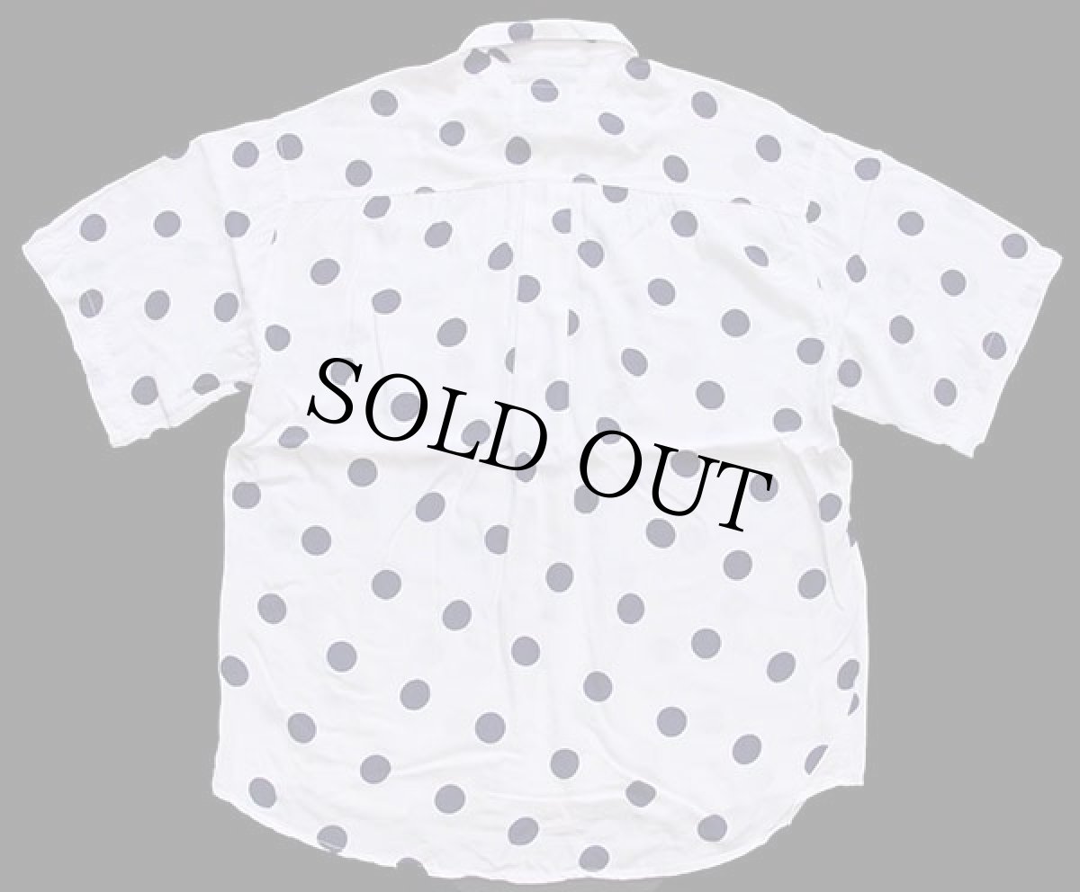 画像2: 80s TIPO'S COLLECTION ドット柄 半袖 レーヨンシャツ 白×紺 (2)