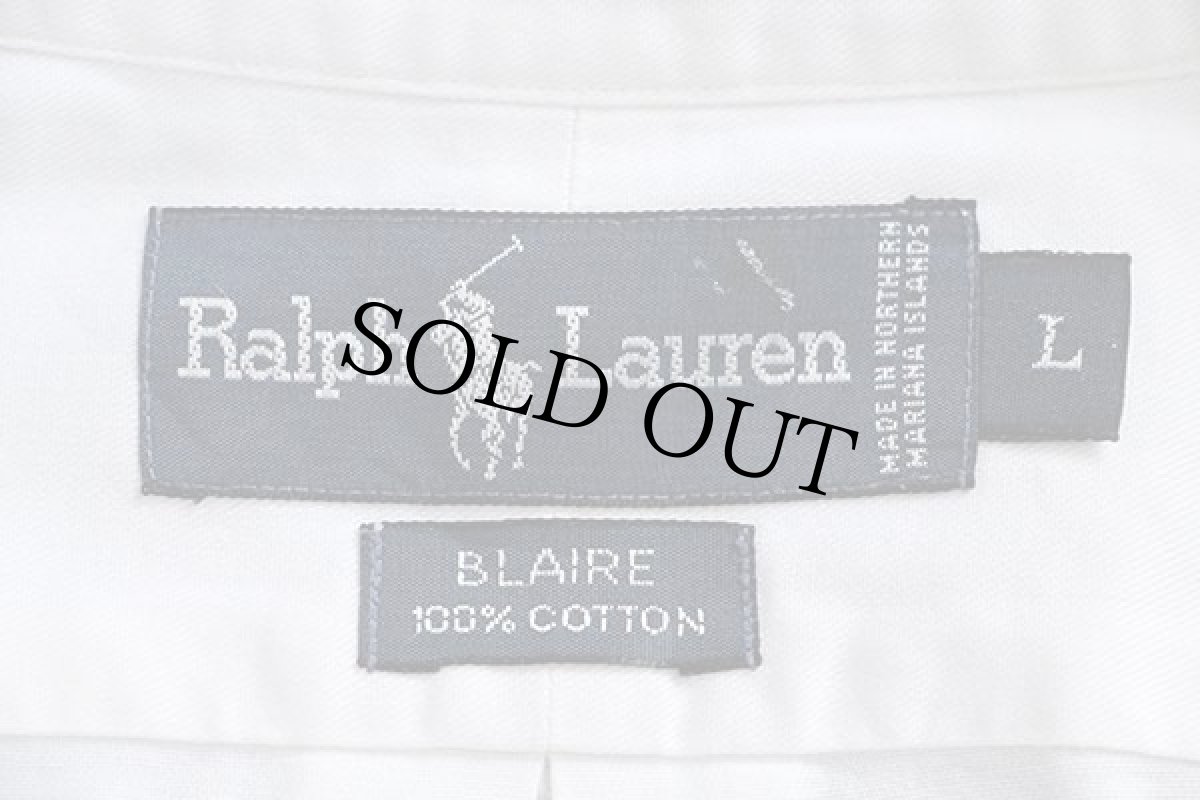 画像4: 90s ラルフローレン ワンポイント ボタンダウン コットンシャツ 白 (4)