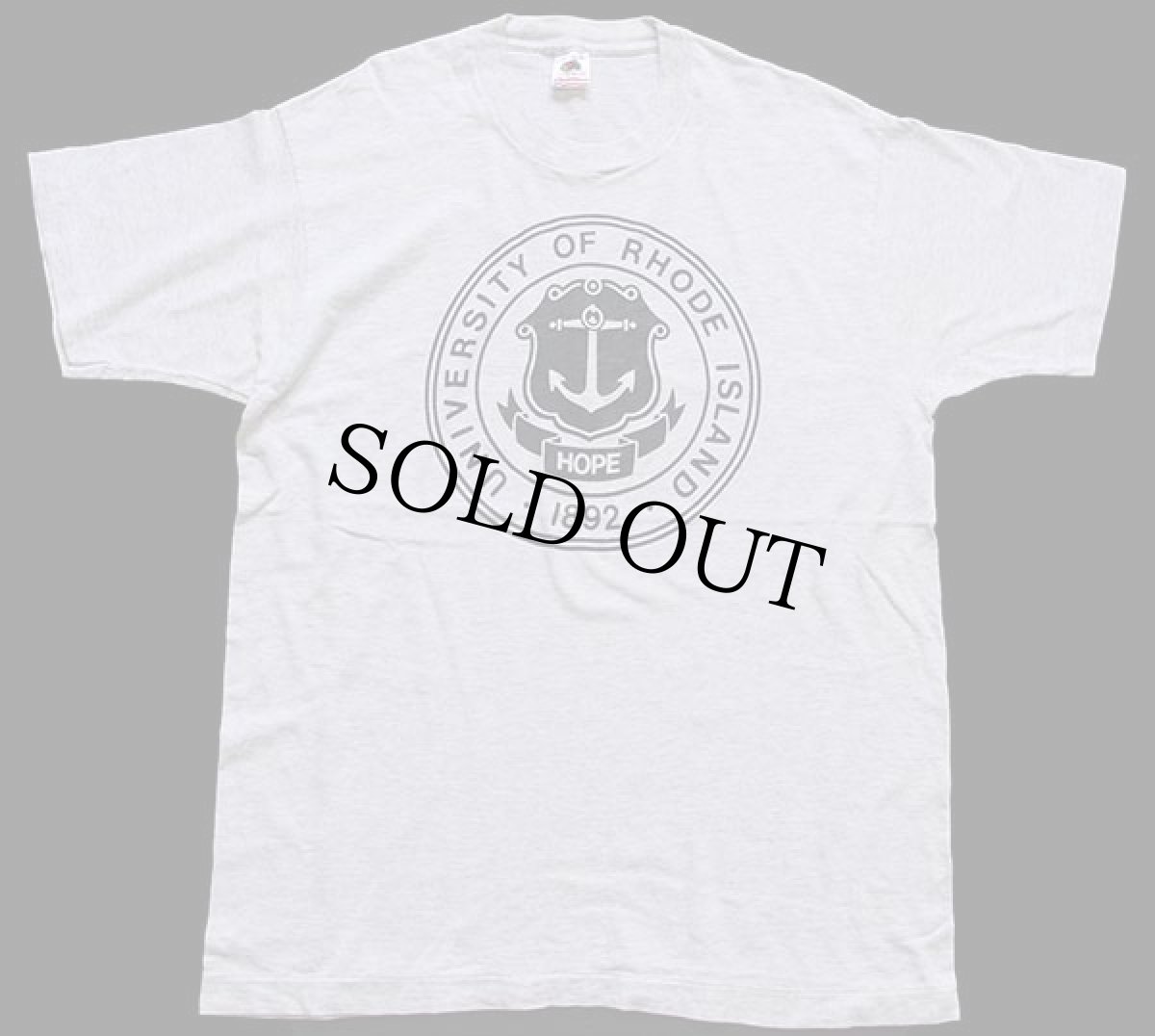 画像2: 90s USA製 UNIVERSITY OF RHODE ISLAND ひび割れプリント Tシャツ 杢ライトグレー L (2)