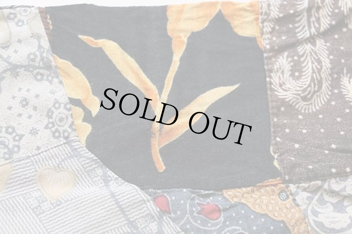 画像5: UNKNOWN フラワー柄×総柄 パッチワーク 半袖 コットン×レーヨンシャツ XL (5)