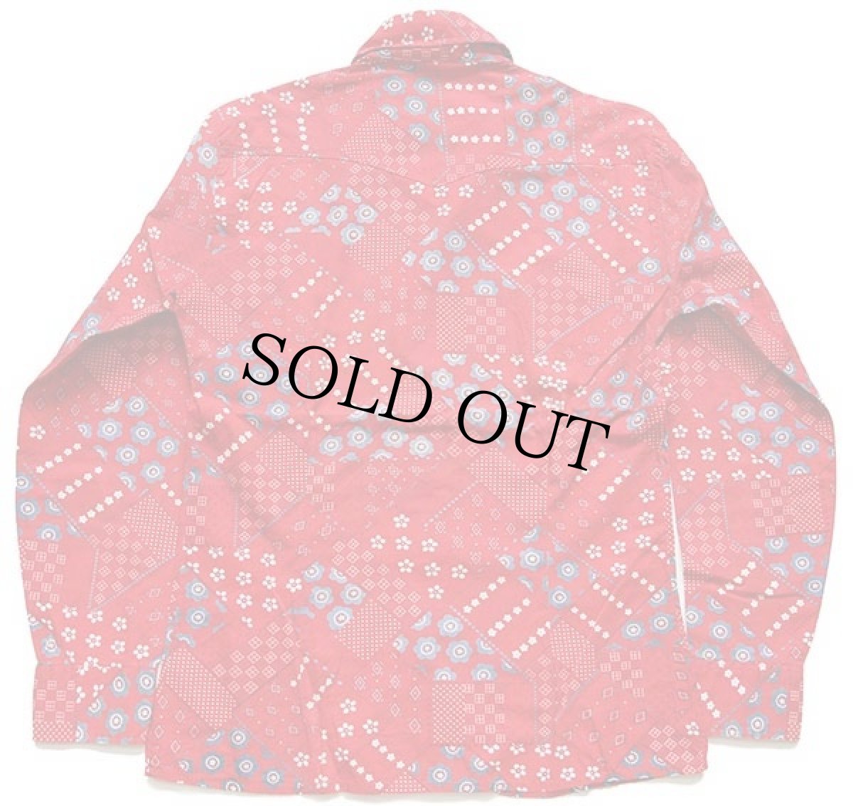 画像2: 70s THE COUNTY SEAT バンダナ パッチワーク柄 ウエスタンシャツ 赤 M (2)