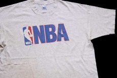 画像1: 90s USA製 NBA ビッグロゴ Tシャツ 杢ライトグレー XL (1)