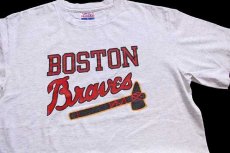 画像1: 90s USA製 MLB BOSTON Braves コットンTシャツ 杢ライトグレー L (1)