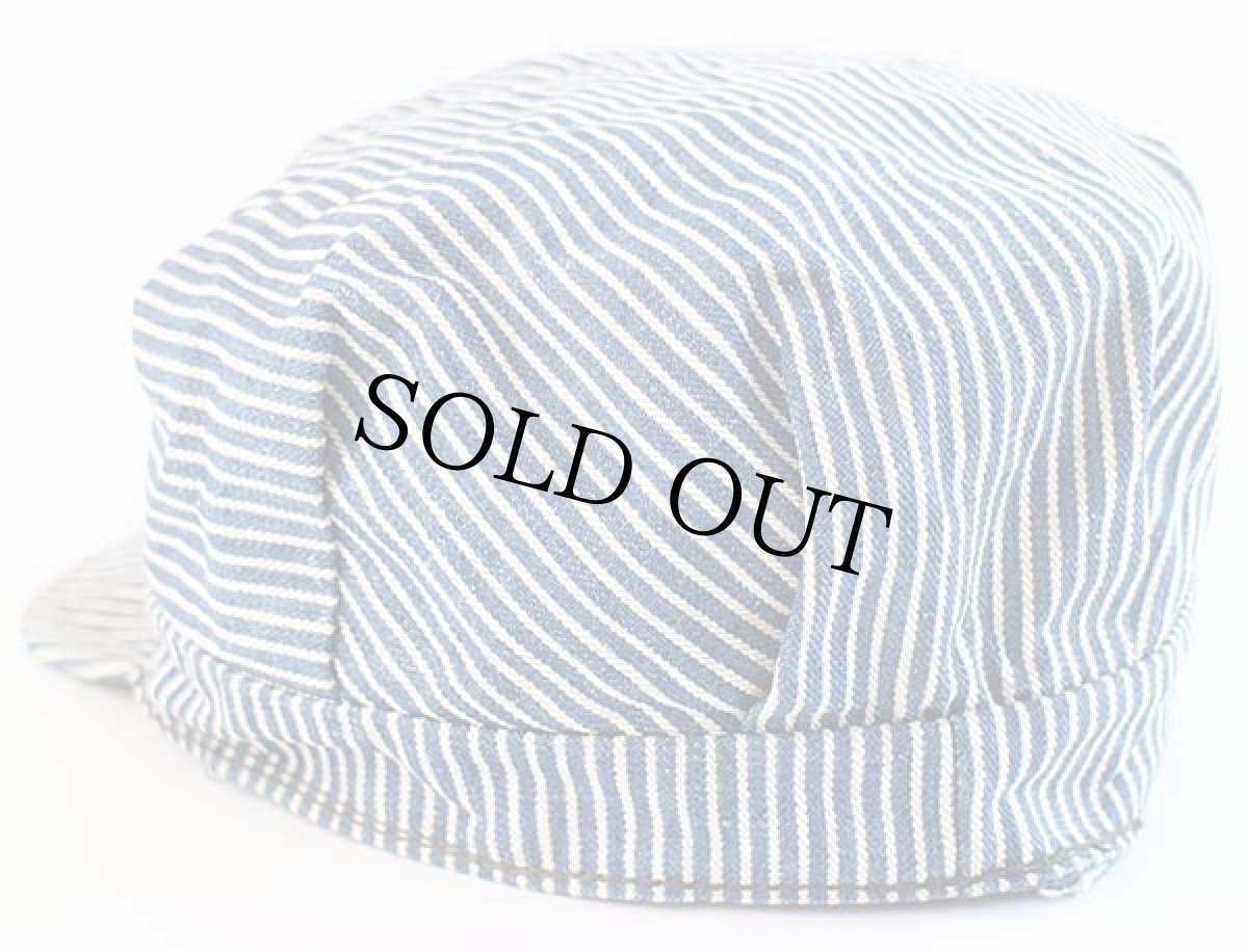 画像2: 70s UNKNOWN ヒッコリー ストライプ ワークキャップ 7 3/8 (2)