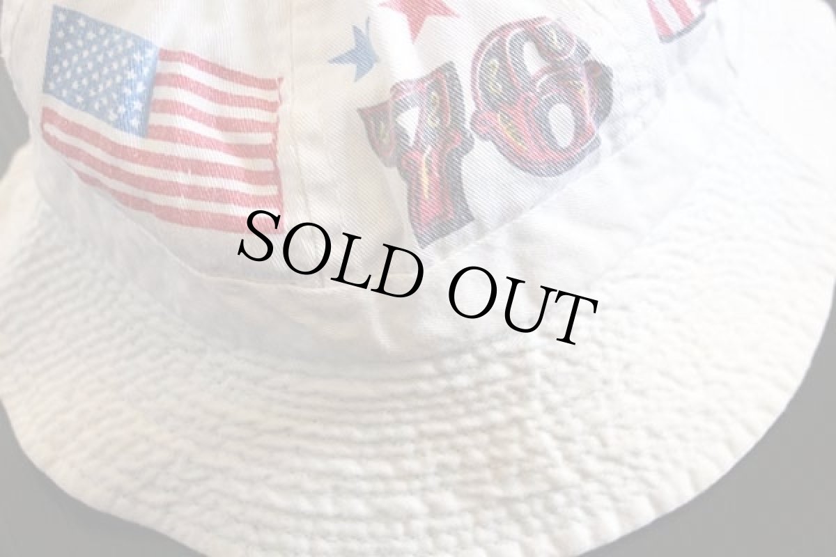 画像5: 70s 星条旗 76 スター NO1 USA 染み込みプリント コットンハット 白 BOYS L (5)