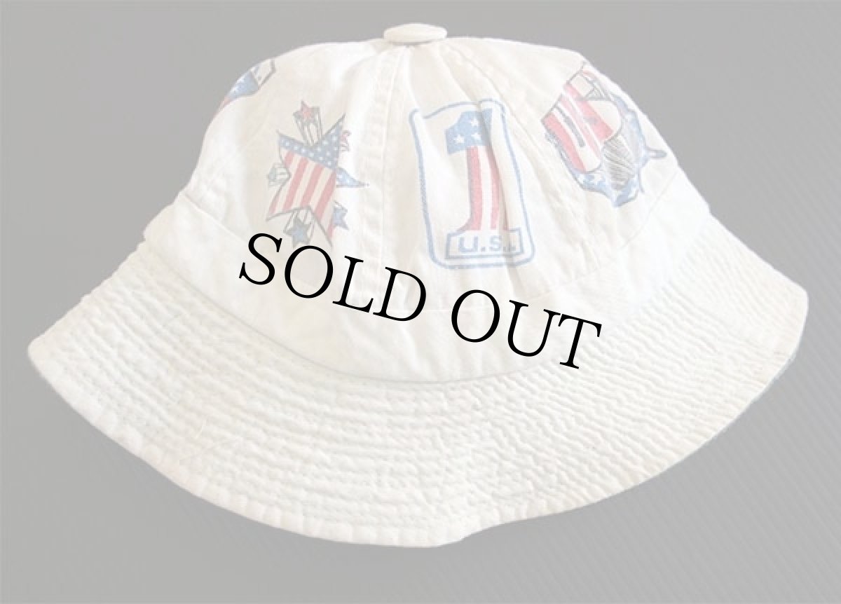 画像2: 70s 星条旗 76 スター NO1 USA 染み込みプリント コットンハット 白 BOYS L (2)
