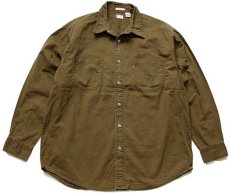 画像1: 00s Levi'sリーバイス LOOSE FIT カラーデニムシャツ オリーブ L (1)