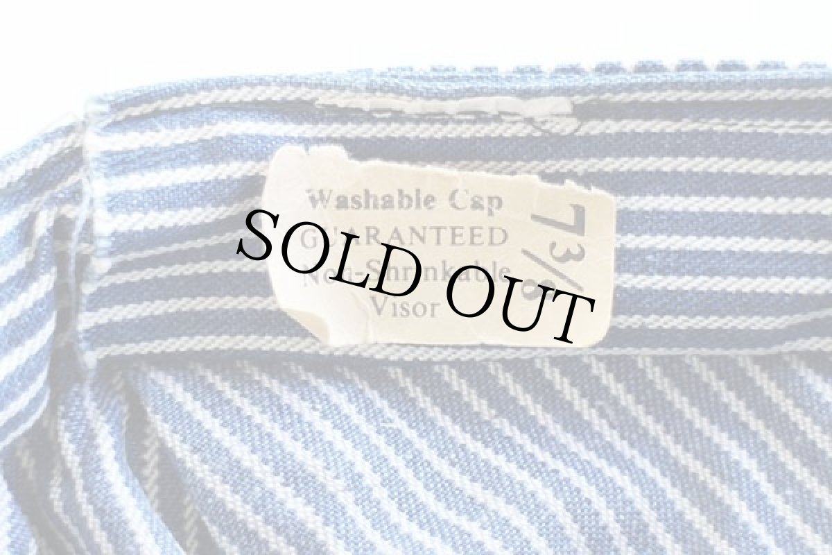 画像5: 70s UNKNOWN ヒッコリー ストライプ ワークキャップ 7 3/8 (5)