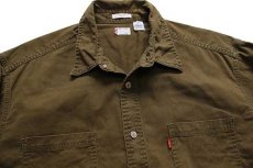 画像3: 00s Levi'sリーバイス LOOSE FIT カラーデニムシャツ オリーブ L (3)