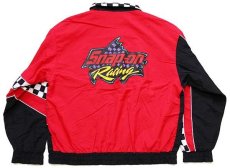 画像2: 90s USA製 swingster Snap-on Racing スナップオン チェッカーフラッグ 切り替え ナイロン レーシングジャケット 赤×黒×白 L (2)