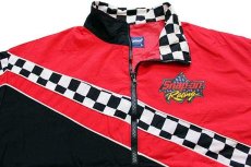 画像3: 90s USA製 swingster Snap-on Racing スナップオン チェッカーフラッグ 切り替え ナイロン レーシングジャケット 赤×黒×白 L (3)