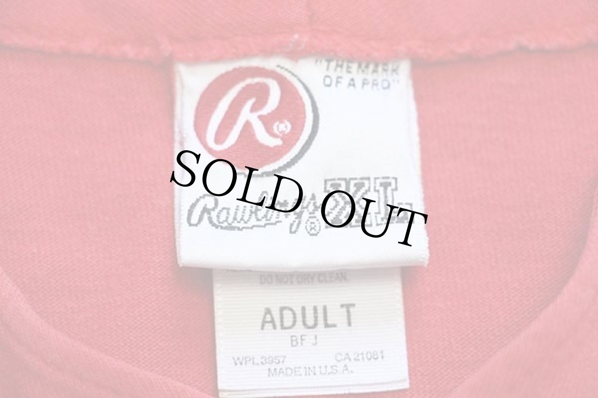 画像4: 90s USA製 Rawlings 無地 コットン ベースボールシャツ 赤 XL (4)