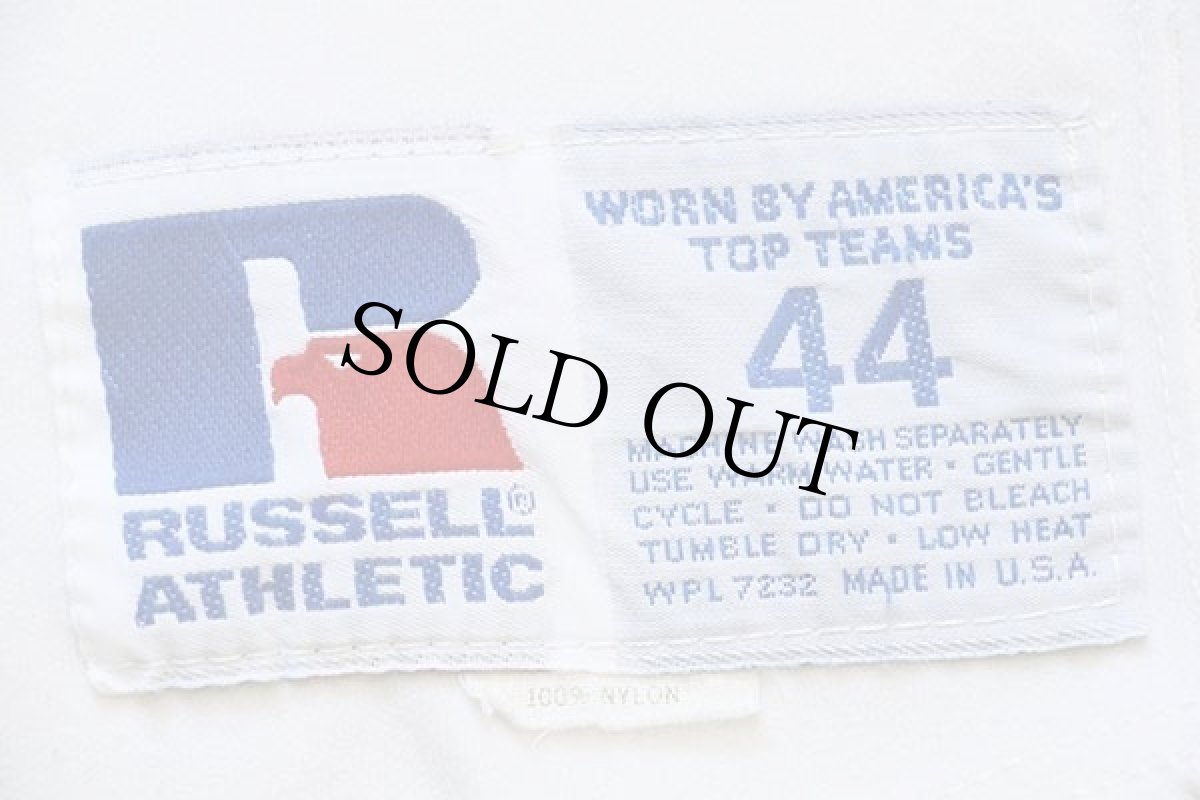 画像4: 80s USA製 RUSSELLラッセル Bobcats 17 ナンバリング ナイロン ベースボールシャツ アイボリー 44 (4)