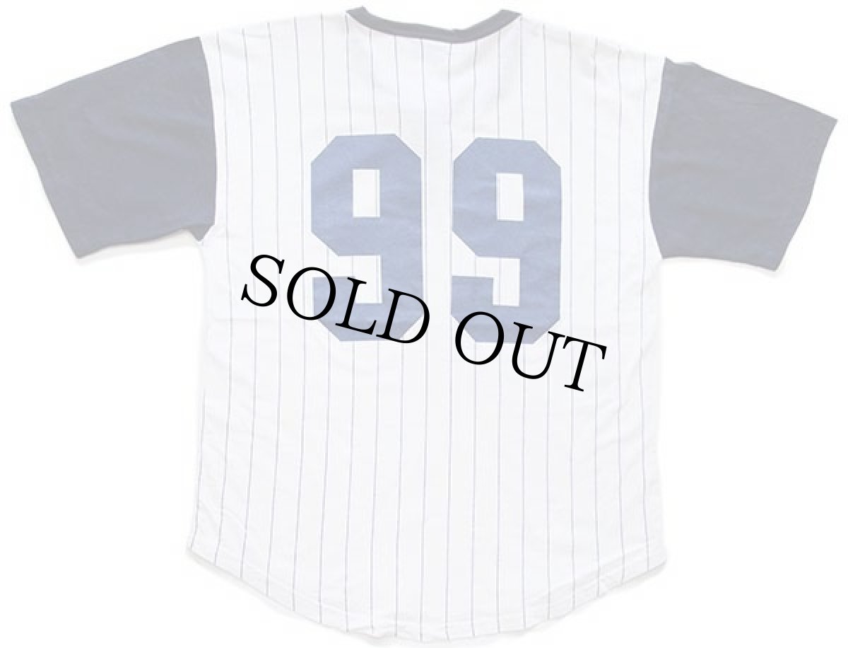 画像3: 90s USA製 Badger 99 ナンバリング ツートン ストライプ ヘンリーネック コットンTシャツ 白×紺 L (3)