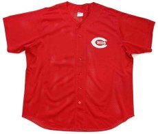 画像1: 90s USA製 Wilson MLB CINCINNATI REDS ナイロン メッシュ ベースボールシャツ 赤 XXL★特大 (1)