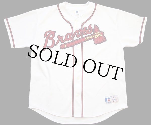 90s RUSSELLラッセル MLB Atlanta Braves ベースボールシャツ 白 XL