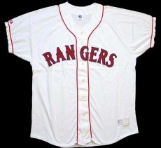 画像1: 90s USA製 RUSSELLラッセル MLB TEXAS RANGERS ベースボールシャツ 白 XL (1)
