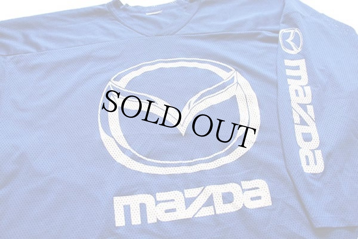 画像3: 00s mazdaマツダ ZOOM-ZOOM ロゴ ナイロン メッシュ ゲームシャツ 青 (3)
