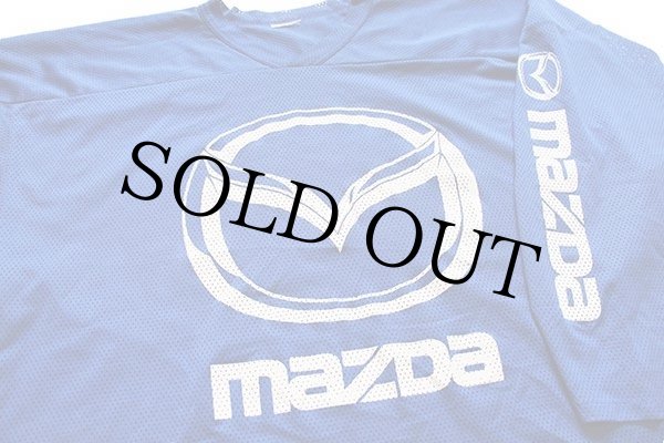 00s mazda マツダ ZOOM-ZOOM ロゴ ナイロン メッシュ ゲームシャツ 青