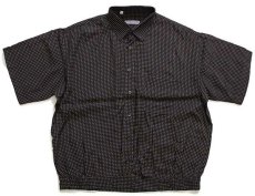 画像1: MASSIMO ACCIAI 菱型ドット柄 半袖 レーヨンシャツ 黒×黄金色 17 (1)
