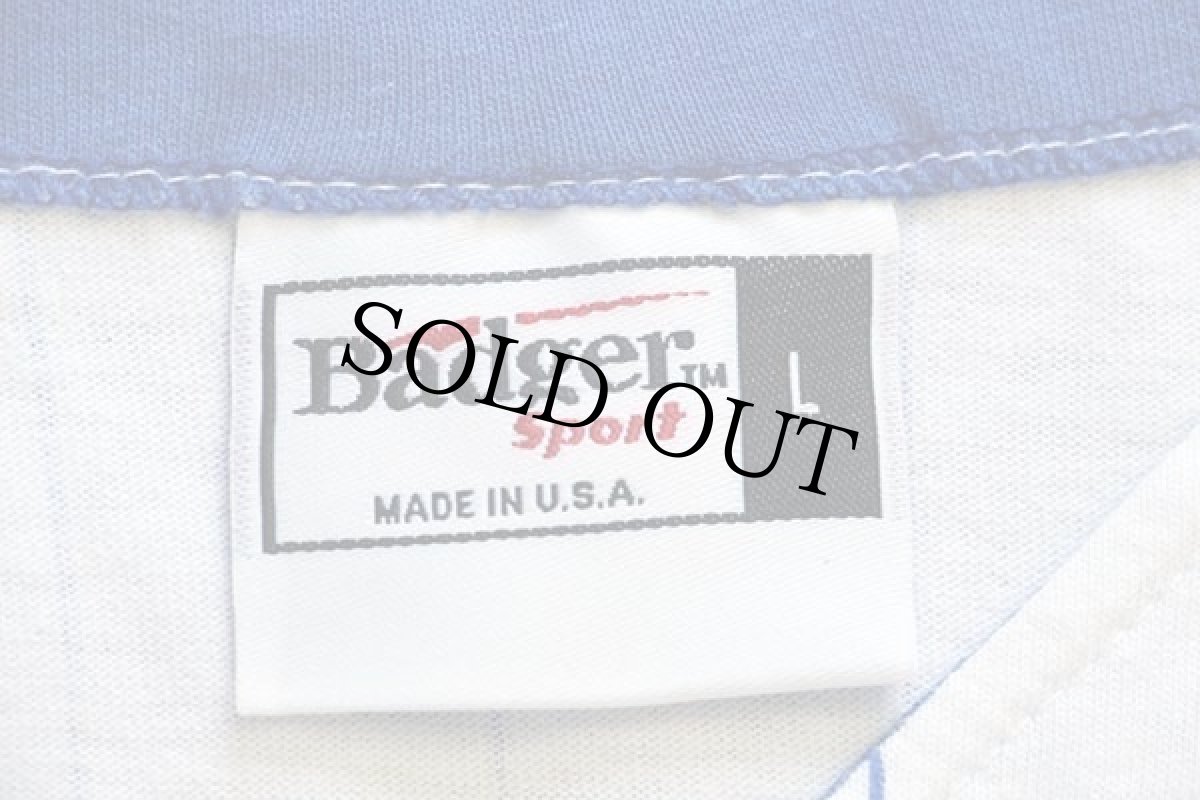 画像4: 90s USA製 MLB CHICAGO CUBS ピンストライプ ツートン 切り替え コットン ベースボールシャツ 白×青 L (4)