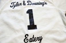 画像4: 80s USA製 Wilson Tyler&Downing's Eatery 1 ナンバリング ベースボールシャツ アイボリー×バーガンディ S (4)