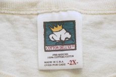 画像4: 90s USA製 GRAND SLAM ベースボール 刺繍 ツートン ヘンリーネック コットンTシャツ 生成り×赤 2X (4)