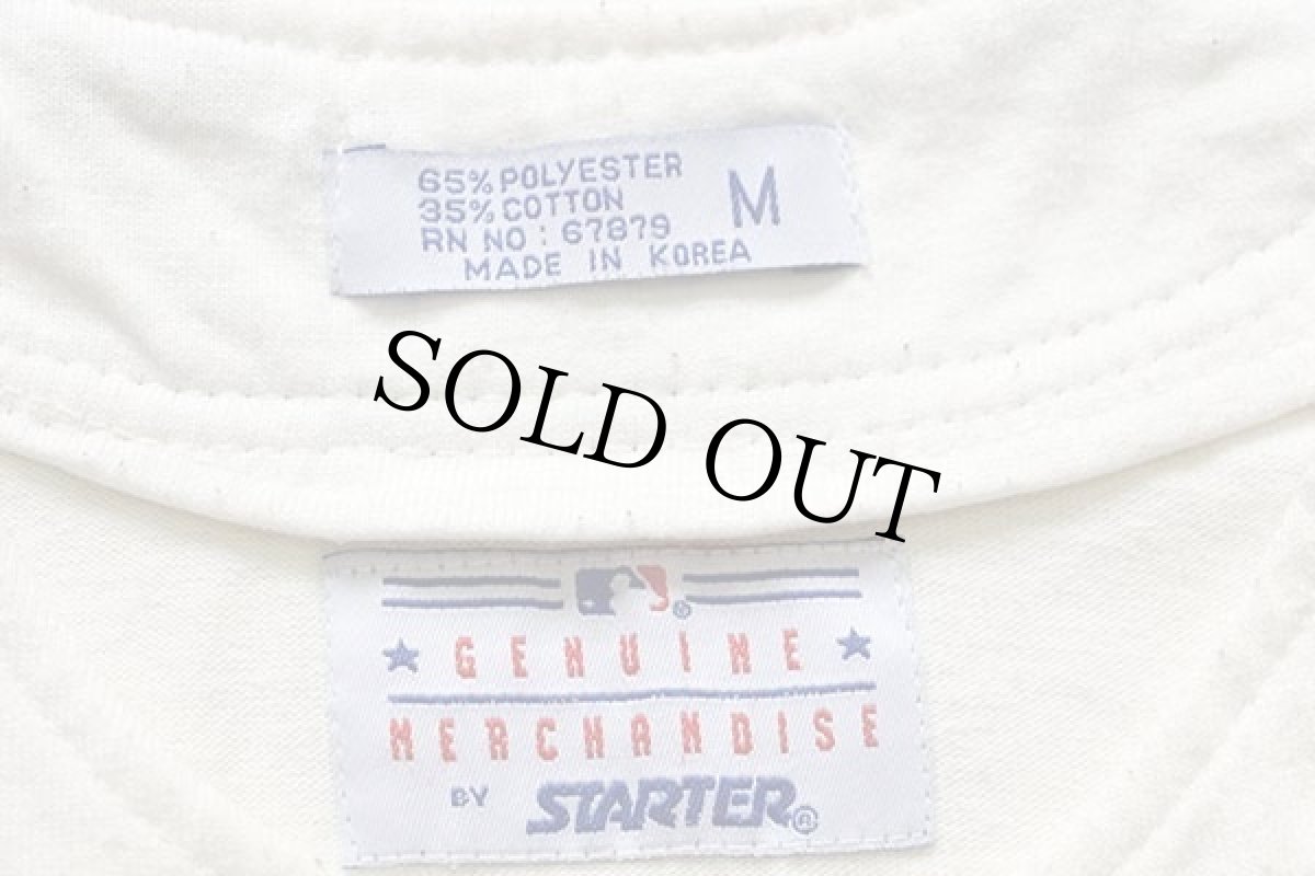 画像4: 90s USA製 STARTERスターター MLB Atlanta Braves フェルトパッチ ツートン 切り替え ベースボールシャツ アイボリー×紺 M (4)