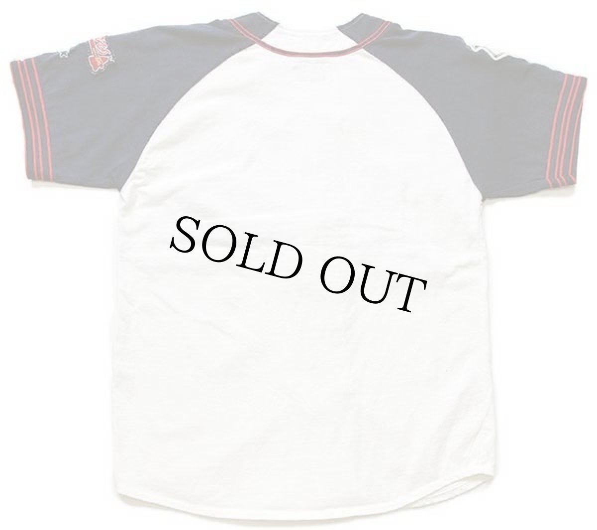 画像2: 90s USA製 STARTERスターター MLB Atlanta Braves フェルトパッチ ツートン 切り替え ベースボールシャツ アイボリー×紺 M (2)