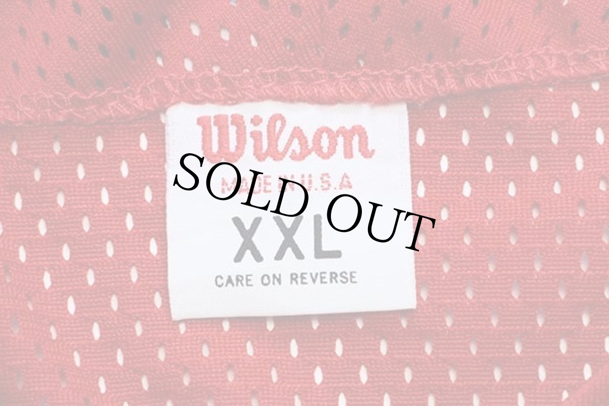 画像4: 90s USA製 Wilson MLB CINCINNATI REDS ナイロン メッシュ ベースボールシャツ 赤 XXL★特大 (4)