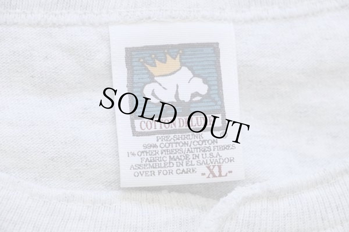 画像4: 90s DEA WYOMING 麻薬取締局 刺繍 ツートン ヘンリーネック コットンTシャツ 杢ライトグレー×緑 XL (4)