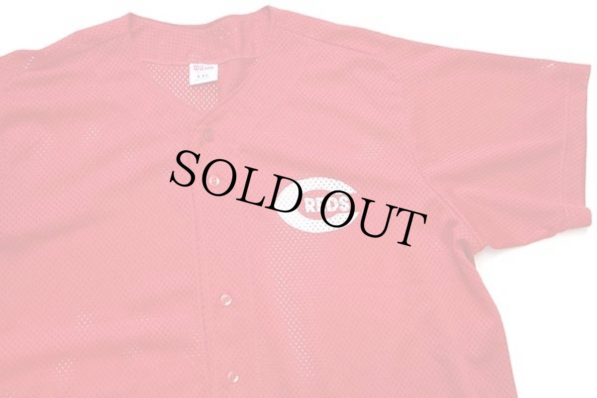 画像3: 90s USA製 Wilson MLB CINCINNATI REDS ナイロン メッシュ ベースボールシャツ 赤 XXL★特大 (3)