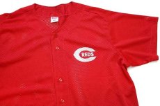 画像3: 90s USA製 Wilson MLB CINCINNATI REDS ナイロン メッシュ ベースボールシャツ 赤 XXL★特大 (3)