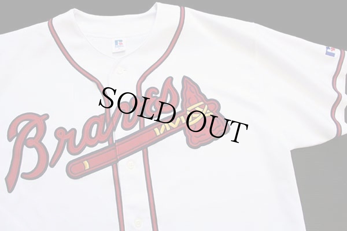 画像3: 90s RUSSELLラッセル MLB Atlanta Braves ベースボールシャツ 白 XL (3)