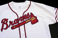 画像3: 90s RUSSELLラッセル MLB Atlanta Braves ベースボールシャツ 白 XL (3)