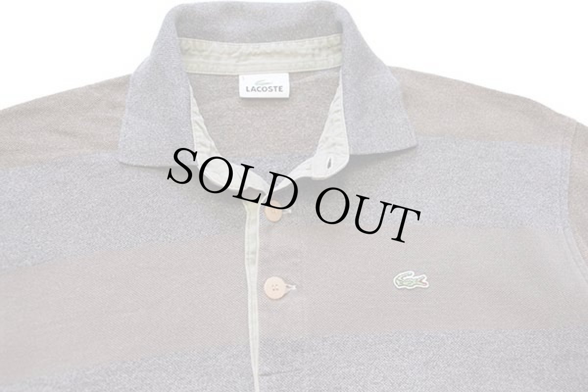 画像3: 90s LACOSTEラコステ マルチカラー 太ボーダー コットン 鹿の子 長袖ポロシャツ L (3)