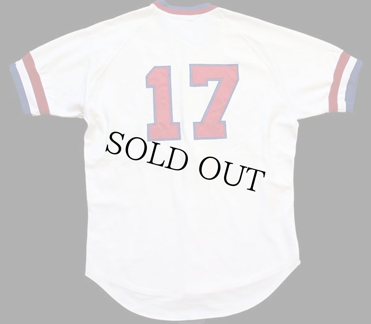 画像2: 80s USA製 RUSSELLラッセル Bobcats 17 ナンバリング ナイロン ベースボールシャツ アイボリー 44 (2)