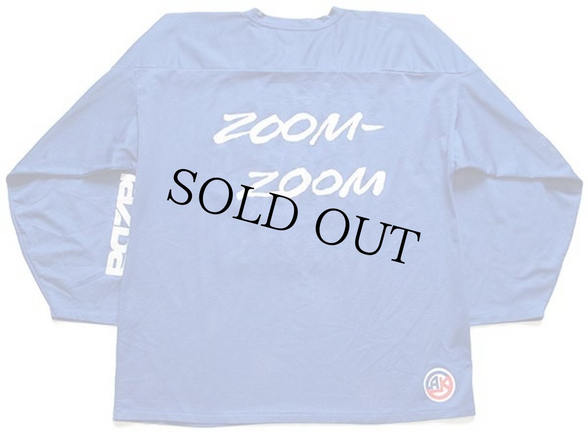 画像2: 00s mazdaマツダ ZOOM-ZOOM ロゴ ナイロン メッシュ ゲームシャツ 青 (2)