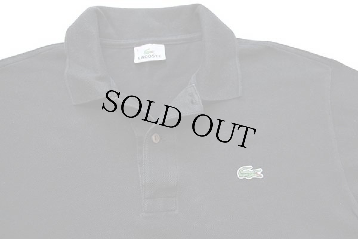 画像3: 00s LACOSTEラコステ ワンポイント コットン 鹿の子 長袖ポロシャツ 黒 4 (3)